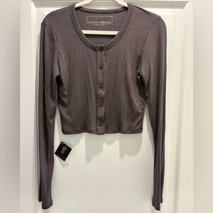 Skatie Ribbed Button-Up Cropped Cardigan - Size L NWT